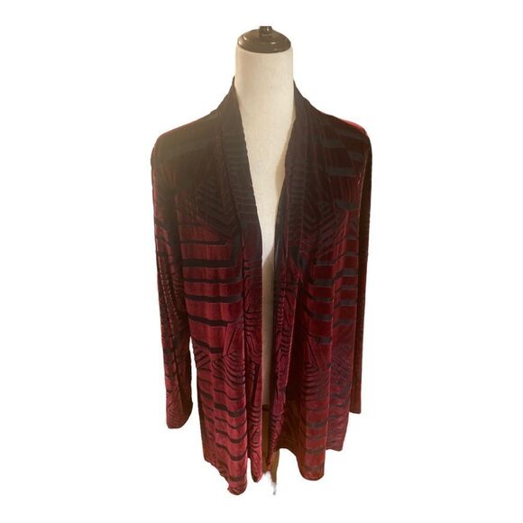 Susan Garver Red Burnout Cardigan Jacket - Picture 1 of 8